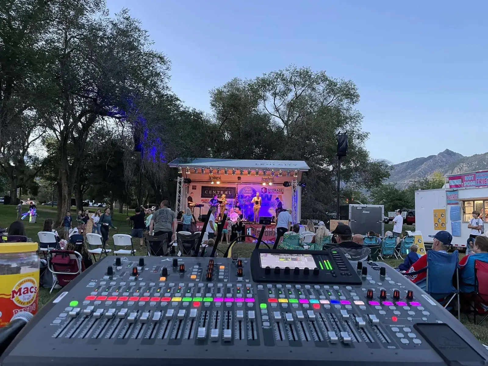 Digital mixing console at an outdoor event