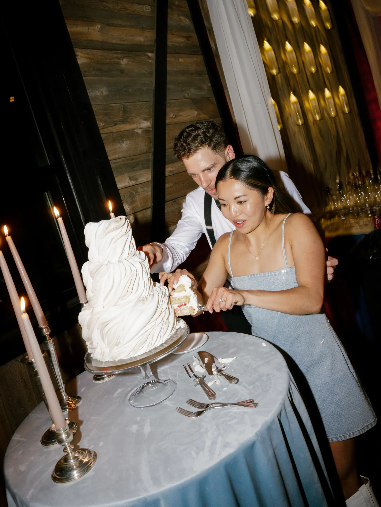 Cake cutting by candlelight
