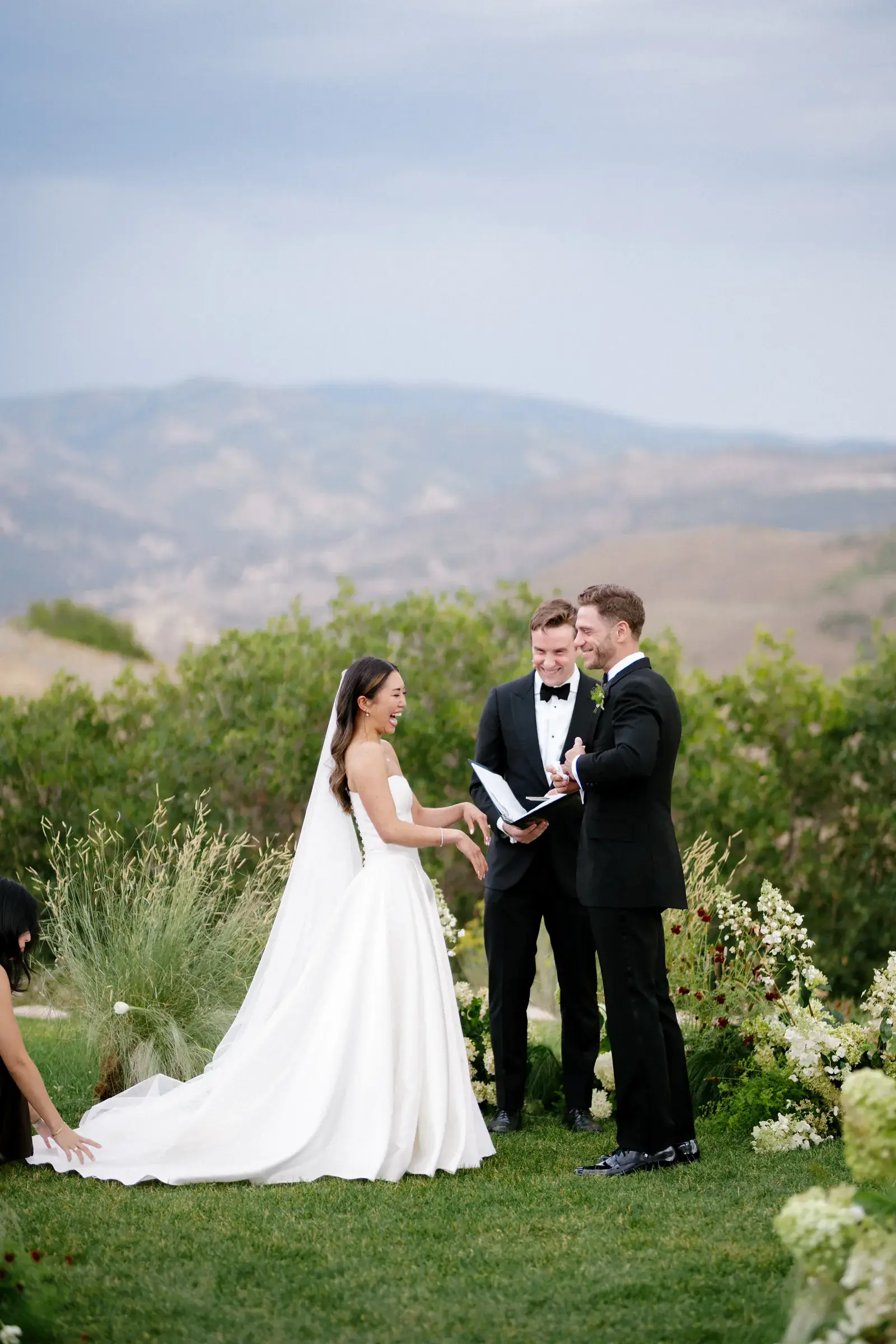 Vows at an outdoor mountain ceremony